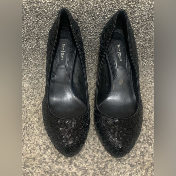 White House Black Market Black Sequin Heels - Picture 2 of 5